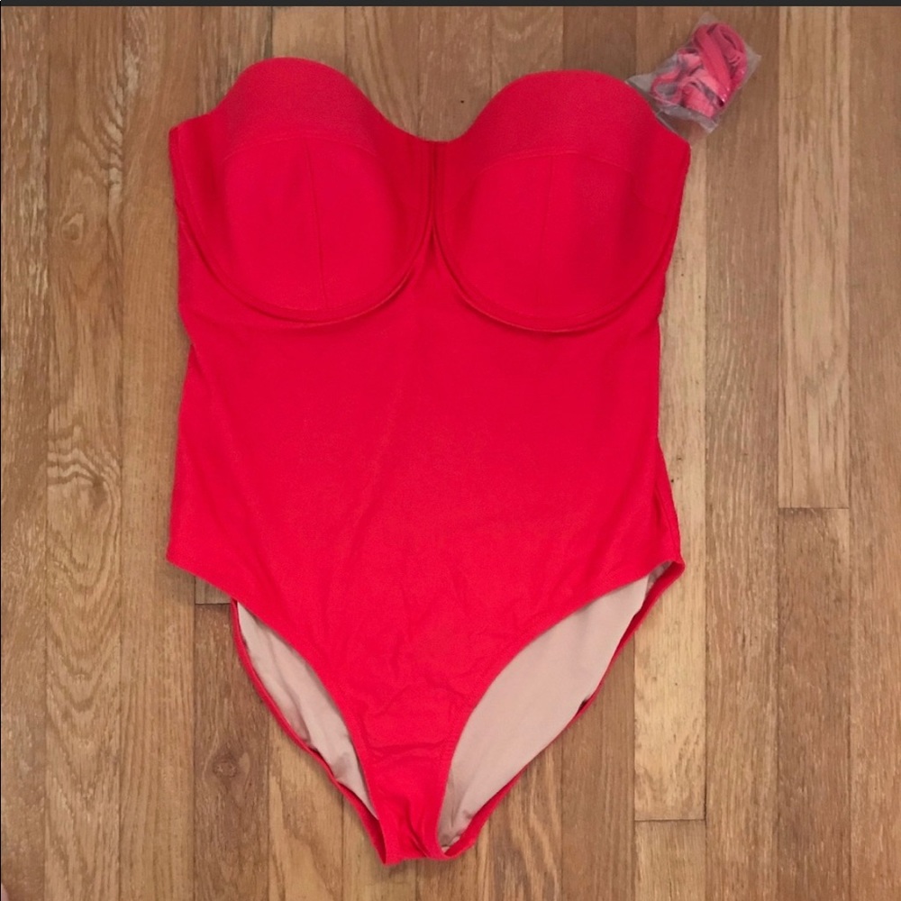 J. Crew red one piece swimsuit 16DD New
